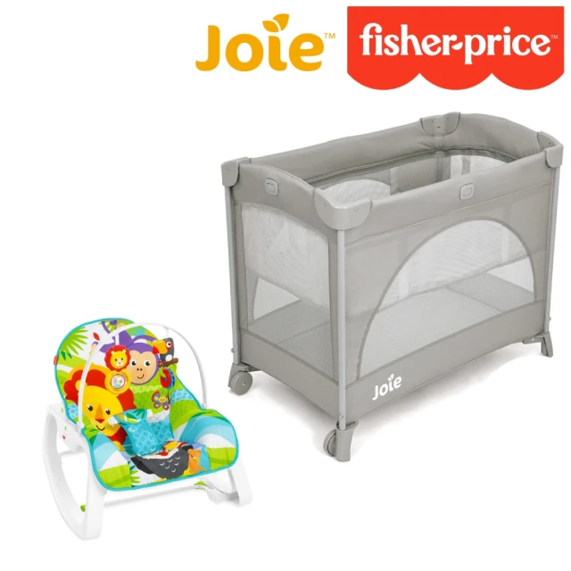 JoieJoie kubbie 可攜式嬰兒床-mo限定版福利品+費雪安撫躺椅