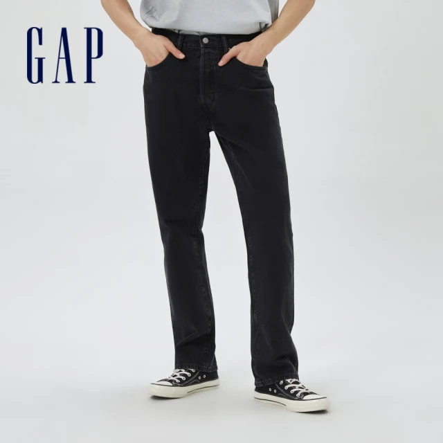 【GAP】男裝 純棉直筒牛仔褲 90S復古系列-黑色(455581)