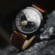 【Tommy Hilfiger】Bruce系列 黑殼 黑面 鏤空造型機械錶 深咖啡色皮革錶帶 手錶 男錶(1791280)