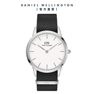 【Daniel Wellington】DW 手錶 DW ICONIC BLACK NATO 40MM 雙色經典織紋錶-冰川白錶盤(DW00100677)