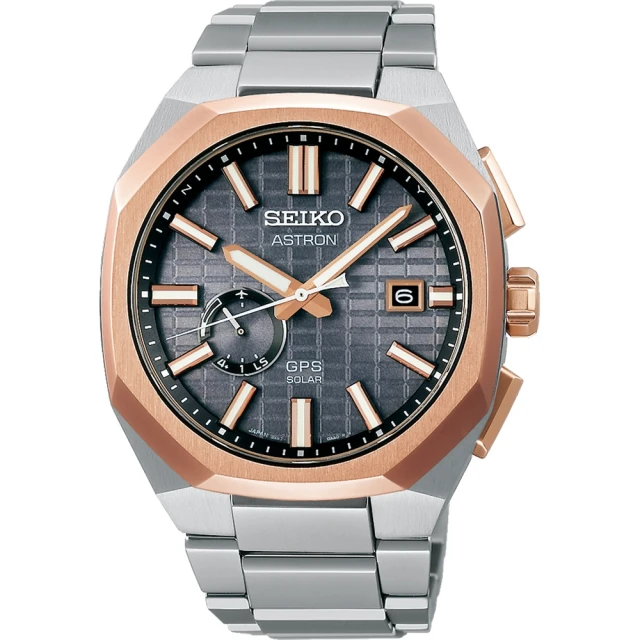 SEIKO 精工 Astron 黑標 GPS衛星定位 太陽能 鈦金屬錶－金銀(3X62-0AA0K／SSJ014J1)