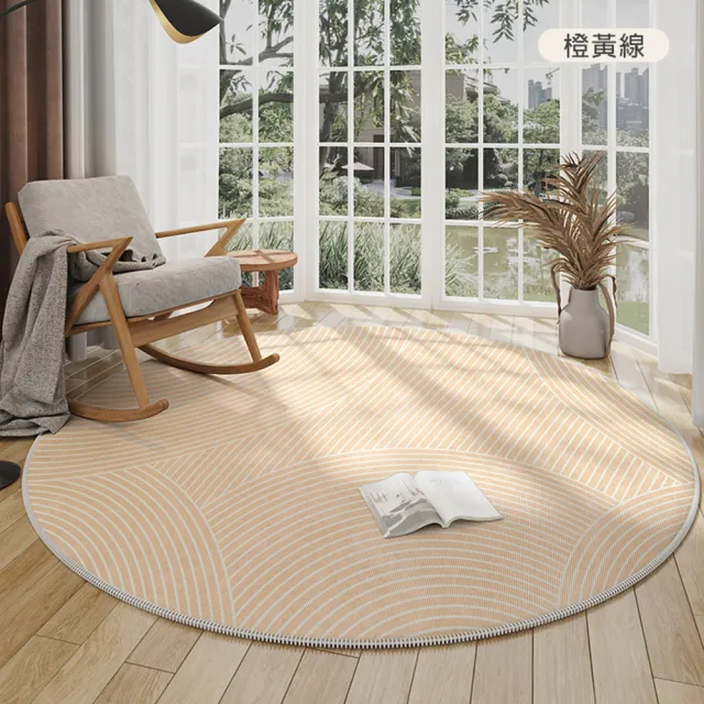 【聚時柚】地板防刮 桌椅地墊100cm圓形(水晶絨印花地毯)
