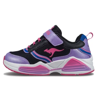 【KangaROOS】美國袋鼠鞋 童鞋 BOUNCE 多功能 慢跑鞋 運動鞋 黑/紫(KK32367)