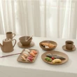 【YU Living 信歐傢居】北歐風陶瓷手工壓紋窯變釉咖啡杯組 早餐咖啡杯 250ml(一杯一盤/2色)