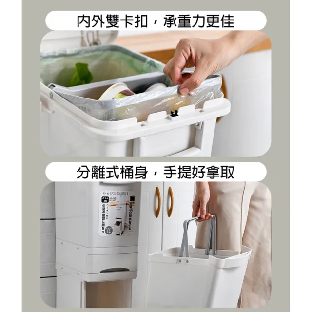【isona】29L 隙縫款二層垃圾桶 腳踏/按壓式 分類垃圾桶(垃圾桶)