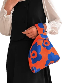 【89 zone】法式古典潮流小眾設計針織 購物袋 手拎包 背心包 單肩包 手提包 帆布包 馬甲包(橘/黑/綠)