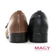 【MAGY】牛皮金屬釦粗低跟紳士鞋(黑色)