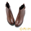 【ORIN】柔軟羊皮釦環粗低跟短靴(咖啡)