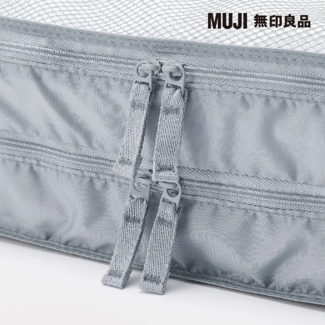 【MUJI 無印良品】聚酯纖維可折收納袋/雙層M.灰.約26x40x10cm