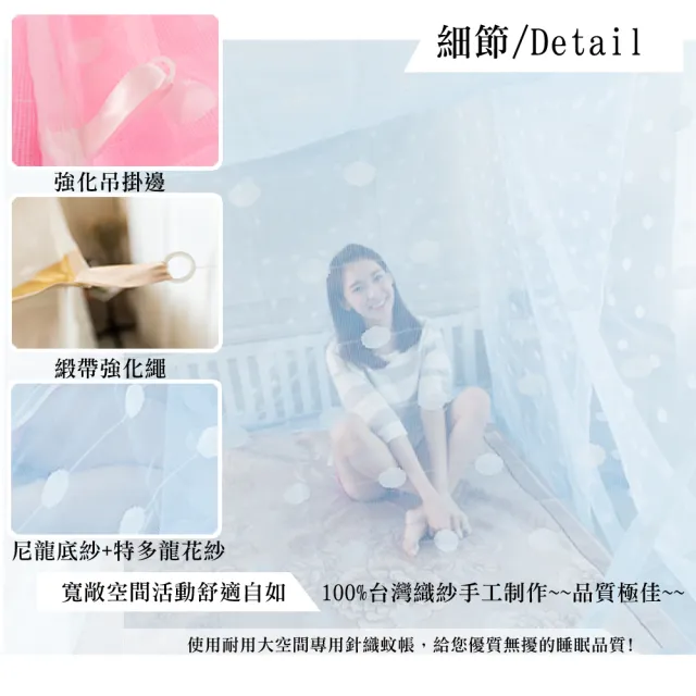 【凱蕾絲帝】大空間專用7尺-100%台灣製造房間耐用針織蚊帳(粉藍-開單門)
