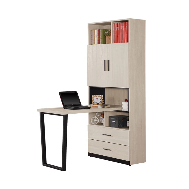 BODENBODEN 曼珊4尺L型書櫃+工作書桌組合(F款-2.7尺二門二抽書櫃+4尺書桌)