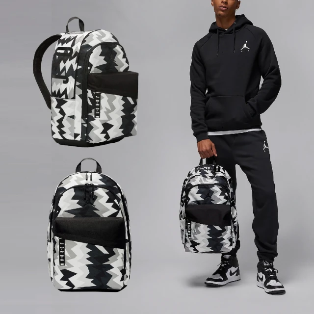 NIKE 耐吉NIKE 耐吉 包包 Jordan Backpack 男女款 黑 白 後背包 雙肩背 筆電包 喬丹(JD2343033AD-001)