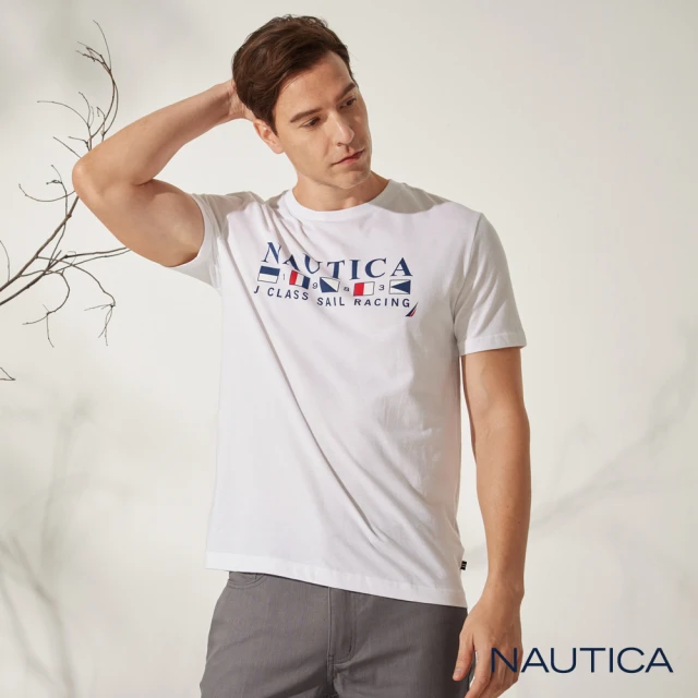 NAUTICA 男裝 經典品牌旗語印花短袖T恤(白)評價推薦