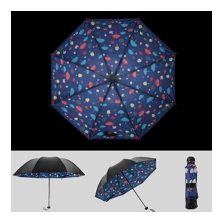 【Sukie】抗曬雨傘 晴雨雨傘/晴雨兩用UPF50+抗曬防護繽紛花漾小黑傘(小蘑菇)