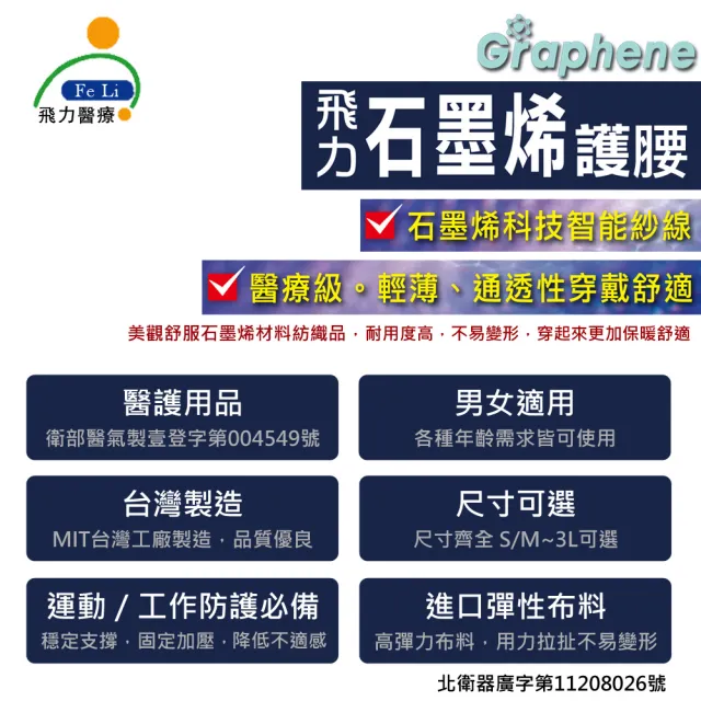 【Fe Li  飛力】石墨烯護腰帶(醫療器材字號)