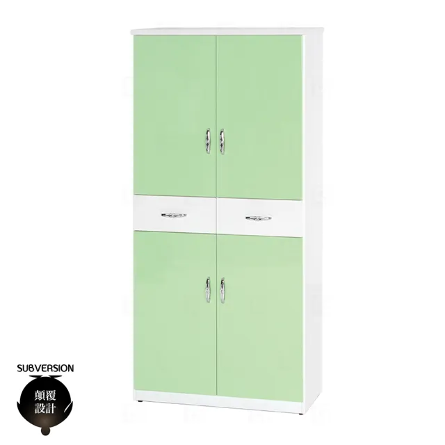 【顛覆設計】防水塑鋼2.2尺四門二抽緩衝鞋櫃(寬65x深37x高180cm)