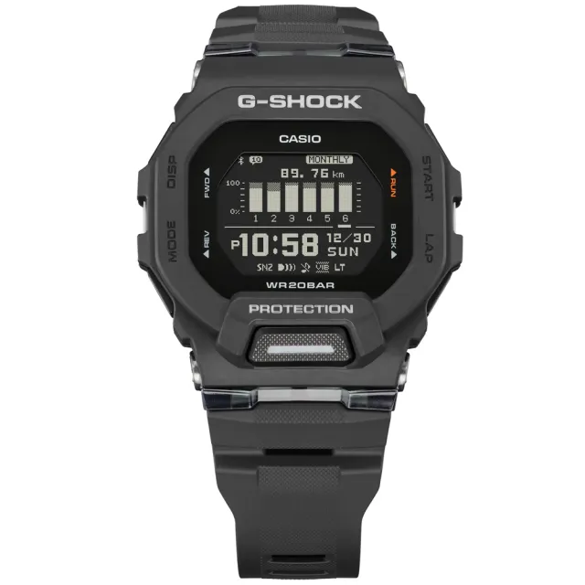 【CASIO 卡西歐】G-SHOCK 藍牙連線方形運動腕錶 禮物推薦 畢業禮物(GBD-200-1)