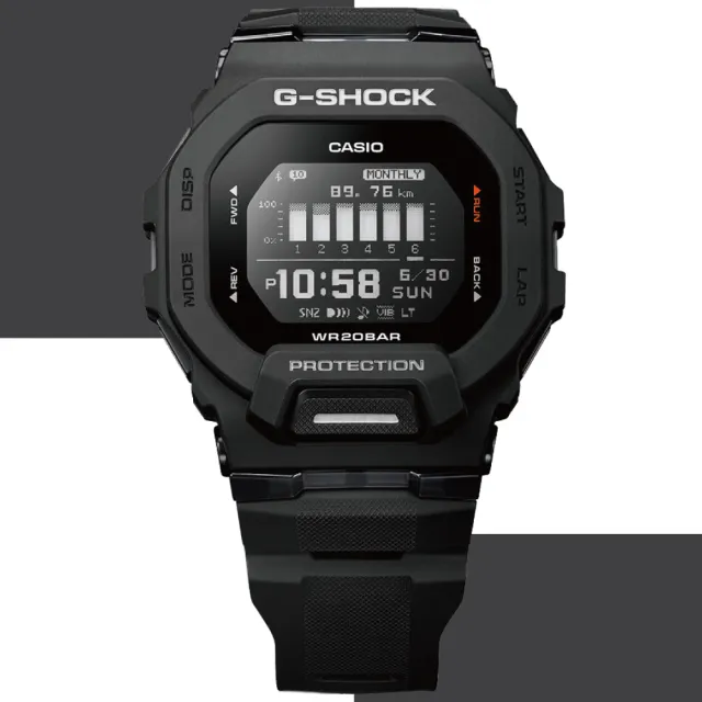 CASIO 卡西歐】G-SHOCK 藍牙連線方形運動腕錶(GBD-200-1) - momo購物網