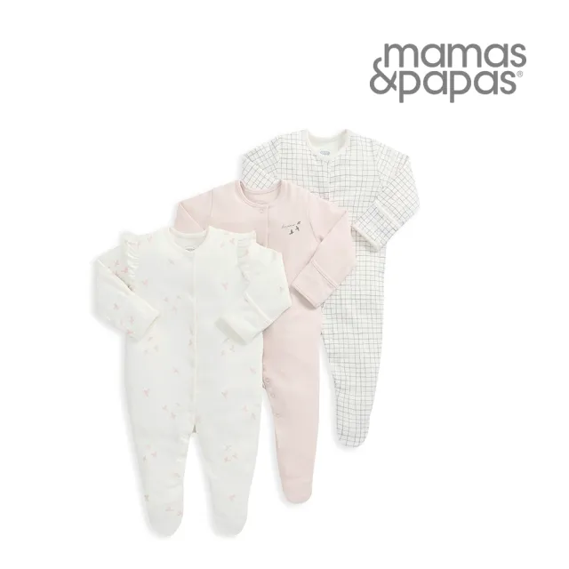 【Mamas & Papas】胭脂鳥翩翩-連身衣3件組(4種尺寸可選)