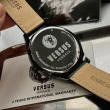 【VERSUS】VERSUS VERSACE手錶型號VV00370(黑色錶面黑錶殼深黑色真皮皮革錶帶款)
