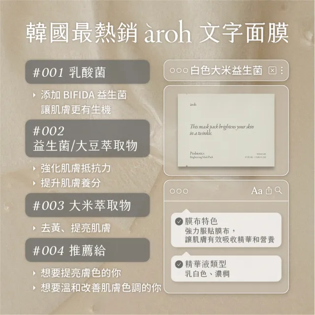 【Aroh 艾洛】文字積雪草舒緩面膜(韓國面膜 sns激推 積雪草/大米/補水/蜂蜜_平行輸入)