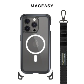 【MAGEASY】iPhone 15 Pro 6.1吋 Odyssey M STRAP 頂級超軍規防摔磁吸掛繩手機殼(主機搭贈)