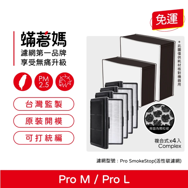 蟎著媽 複合式濾網4入優惠組(適用 Blueair Pro 