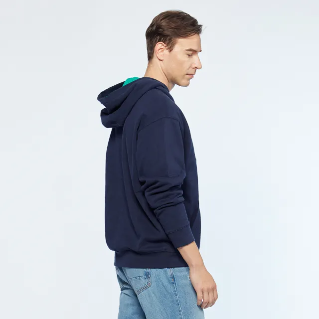 【NAUTICA】男裝 聯名款時尚休閒連帽長袖T(深藍)