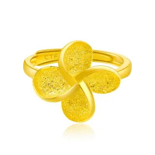 【周大福】光沙開口花黃金戒指_計價黃金(可調式戒圍)