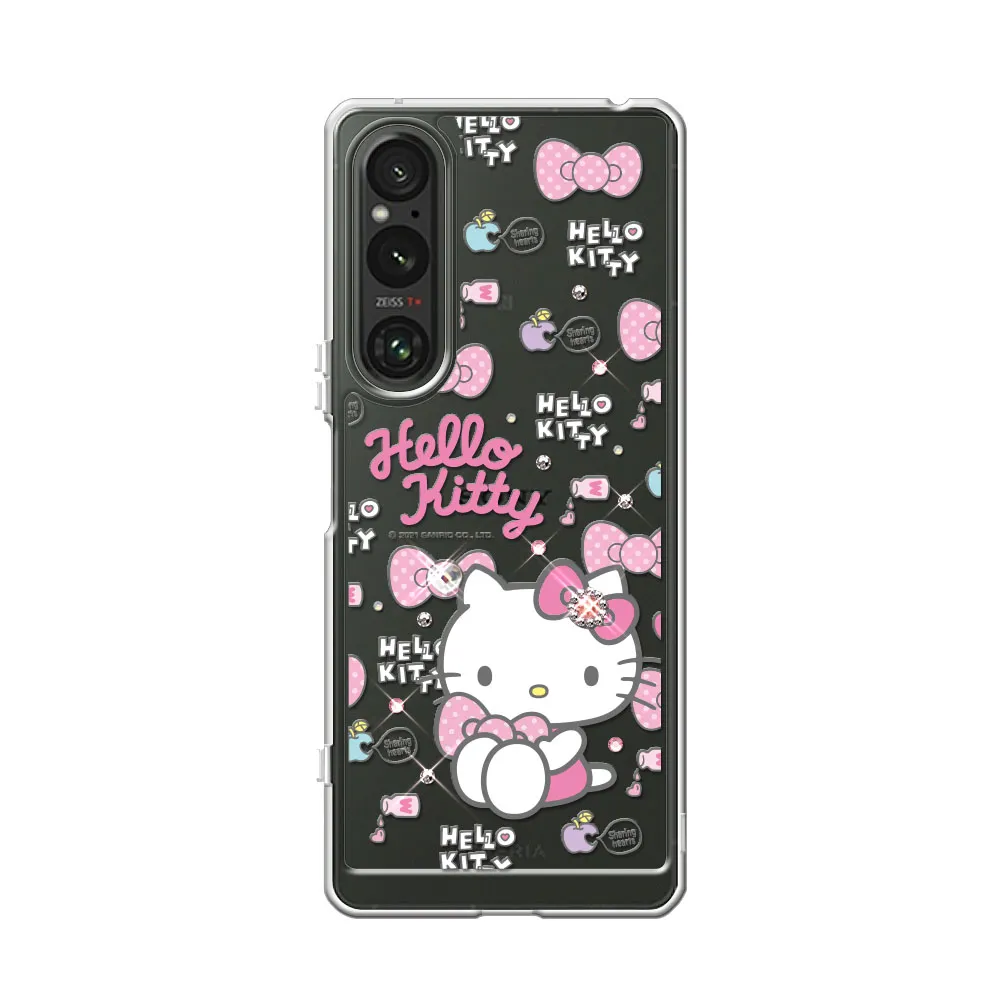 【apbs】三麗鷗 Sony Xperia 10V/1V/1VI 防震雙料水晶彩鑽手機殼(凱蒂粉幸運)