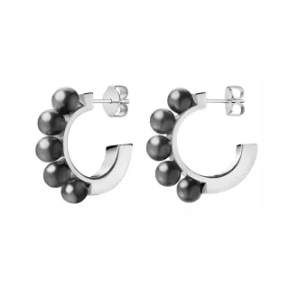 【Calvin Klein 凱文克萊】Circling系列鋼色+黑色耳環(ck耳環)