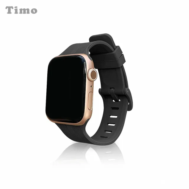【Timo】Apple Watch 42/44/45/49mm 通用風尚直紋矽膠錶帶