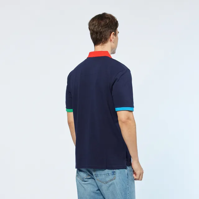 【NAUTICA】男裝 跳色領口短袖POLO衫(黑)