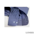 【LONRIS 儂禮士】藍色素面配格長袖襯衫(棉、聚酯纖維、舒適透氣、商務襯衫)