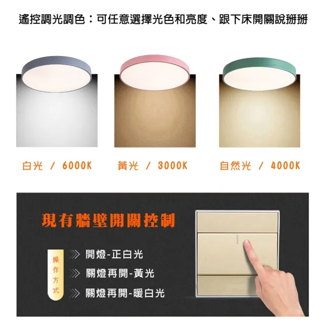 【Honey Comb】北歐馬卡龍LED72W遙控調光調色客廳吸頂燈(V2617C72-V2627C72)