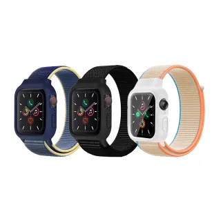 【Timo】Apple Watch 42/44/45mm 一體全包尼龍回環替換錶帶