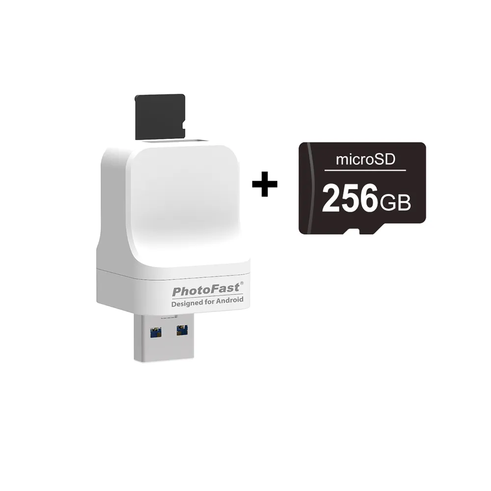 【Photofast】USB3.1 PhotoCube 手機備份方塊+256G記憶卡(Android系統專用)