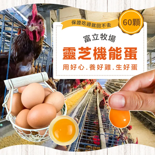 【初品果】富立牧場靈芝機能雞蛋60顆x1箱(紅殼蛋_48小時內新鮮生產_無驗出普芬尼、戴奧辛)