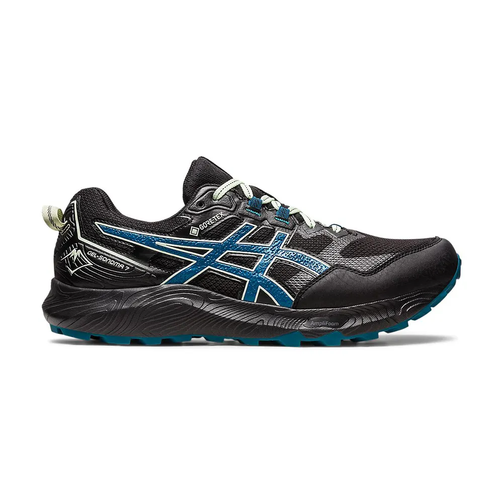 【asics 亞瑟士】Gelsonoma 7 GTX 男鞋 黑藍綠色 防水 訓練 運動 休閒 慢跑鞋 1011B593001