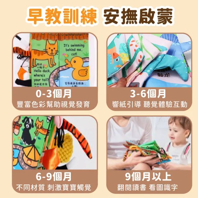 【Finger Pop 指選好物】兒童學習布書買一送一 免運費(嬰兒布書/動物/幼兒布書/學習布書/寶寶布書)