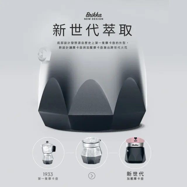 【Bialetti 比亞樂堤】極厚鑽石加壓摩卡壺BRIKKA-4杯份-公司貨(crema醇香/咖啡機/原廠保固2年)