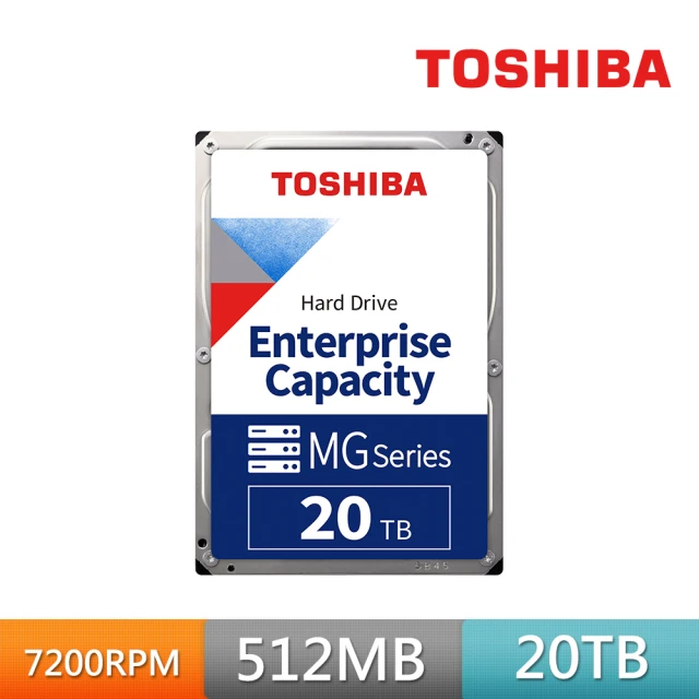 TOSHIBA 東芝TOSHIBA 東芝 (4入組) 20TB 3.5吋 7200轉 512MB 企業級 內接硬碟(MG10ACA20TE)