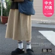 【JILLI-KO】日系口袋文藝復古燈芯絨寬鬆大襬A字裙中大尺碼-F(卡)