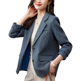 【Alishia】氣質顯瘦翻蓋休閒西裝外套 M-3XL(現+預  杏色 / 橙色 / 藍色)