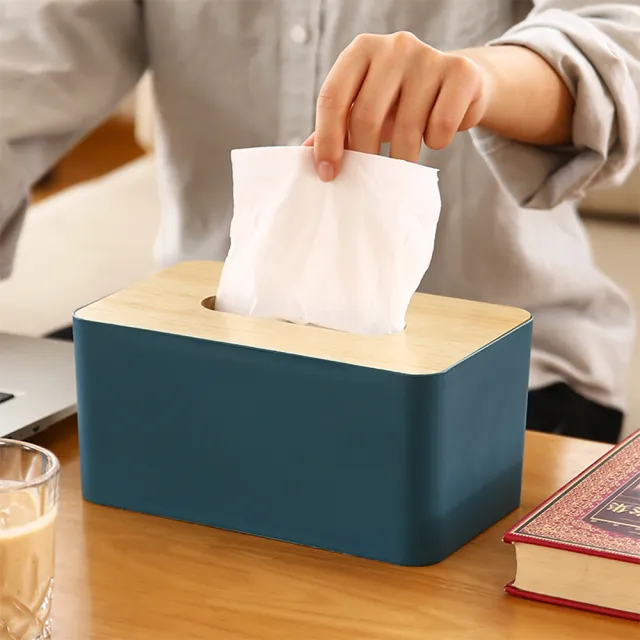 【小誠購物】日式質感撞色木紋面紙盒(面紙收納/衛生紙盒/紙巾盒/面紙盒)