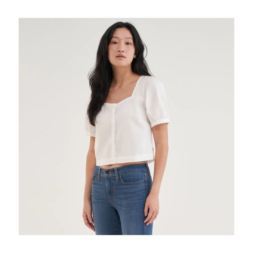 【LEVIS 官方旗艦】女款 合身短版方領襯衫上衣 熱賣單品 85388-0012