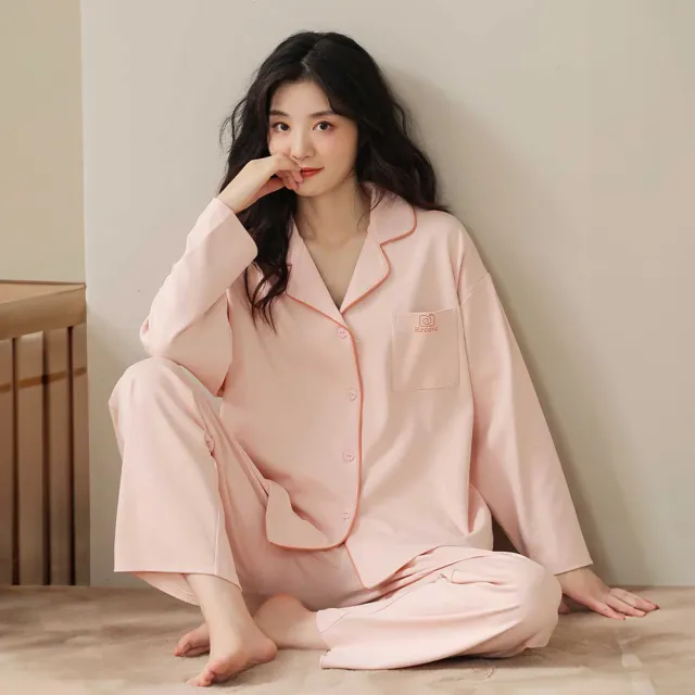 【藍尼居家】★翻領開襟家居服套裝(家居服/男女睡衣/長袖)