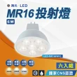 【DanceLight 舞光】6入12V杯燈 MR16 6W LED投射燈泡 軌道燈泡(高顯色投射燈泡 杯燈 專用驅動器)