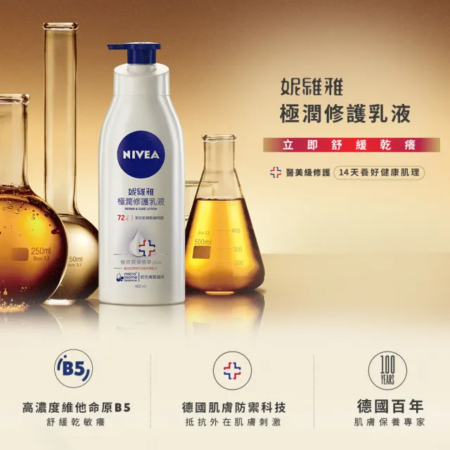 【NIVEA 妮維雅】修護金三角保濕身體保養組(極潤乳液+安心霜+極致護手霜)