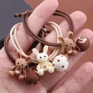 【Gulicc】髮圈 布球 小熊 小兔 馬尾繩 隨機4入(新年 情人節 生日 髮飾 頭飾 大腸圈 髮夾 禮物)
